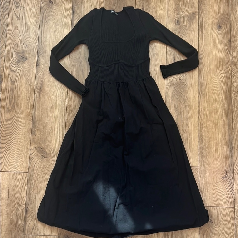 Zara Black Long Sleeve Dress